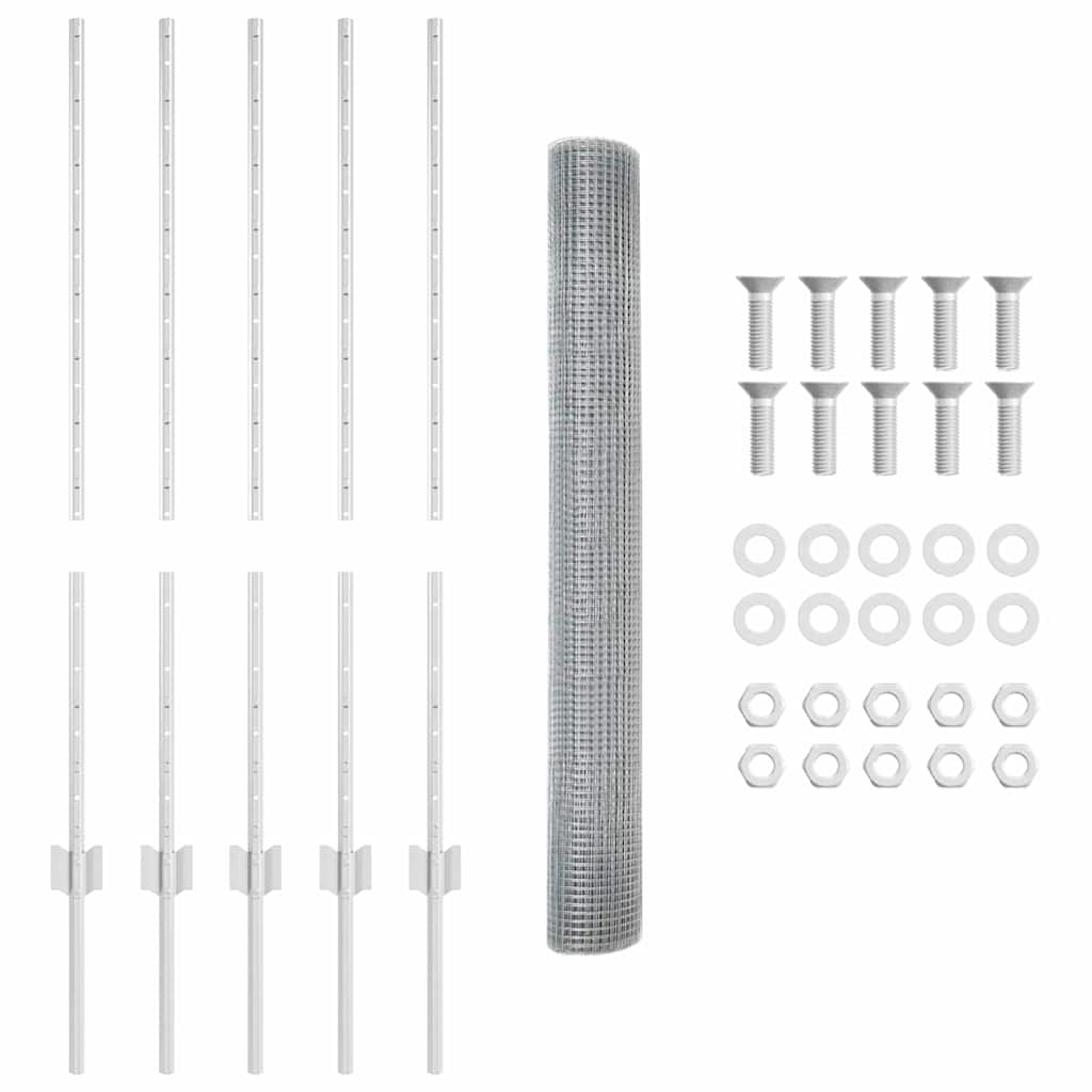 Hek met Paal Zilver 1 x 10 m Staal is nu te koop bij PeponiXL, paradijselijk wonen!