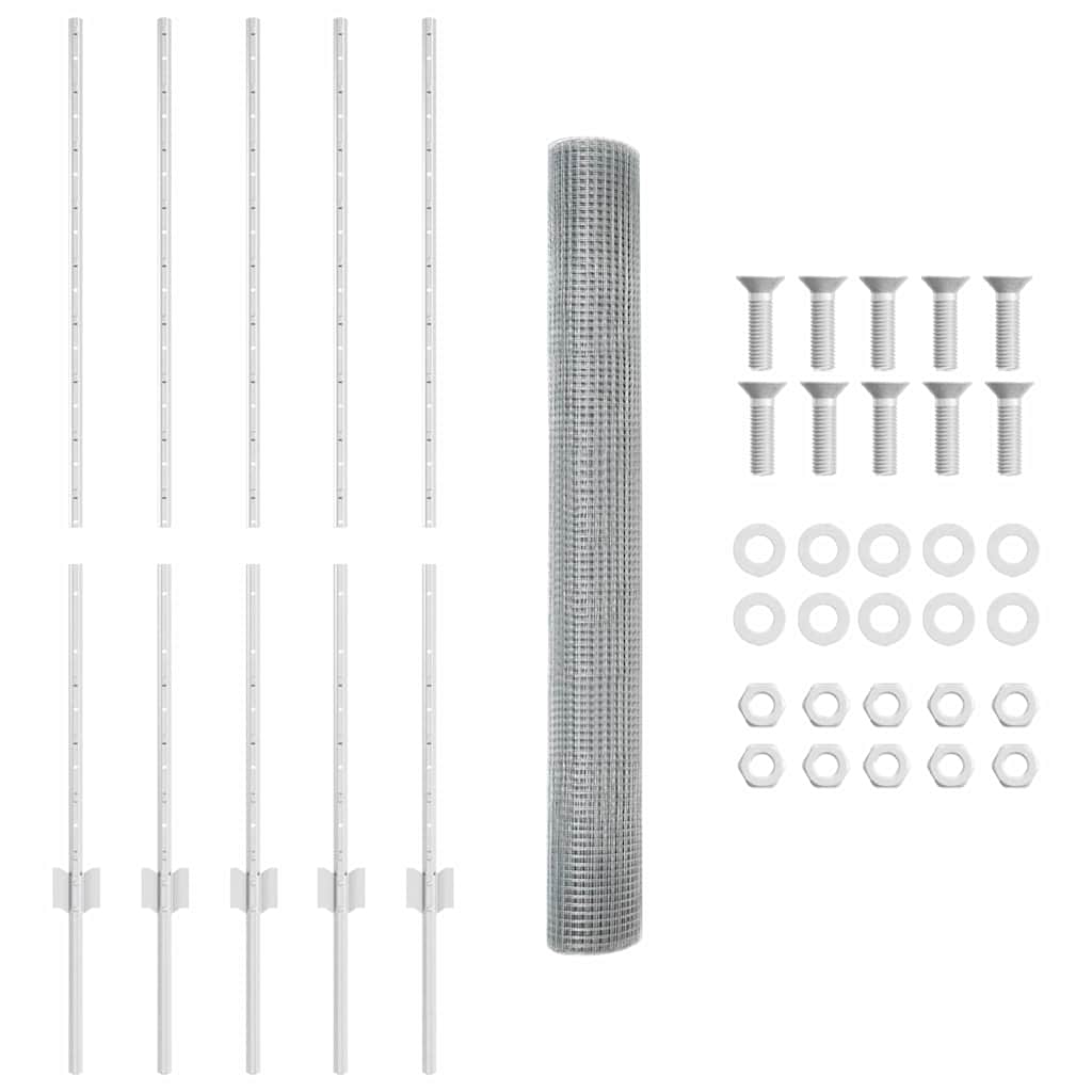 Hek met Paal Zilver 1,2 x 10 m Staal is nu te koop bij PeponiXL, paradijselijk wonen!