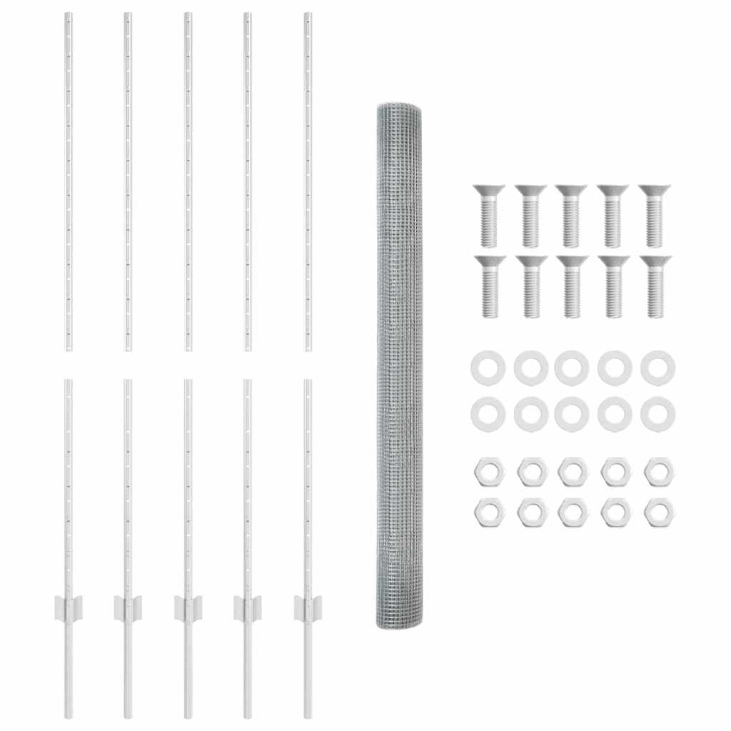 Hek met Paal Zilver 1,4 x 10 m Staal is nu te koop bij PeponiXL, paradijselijk wonen!