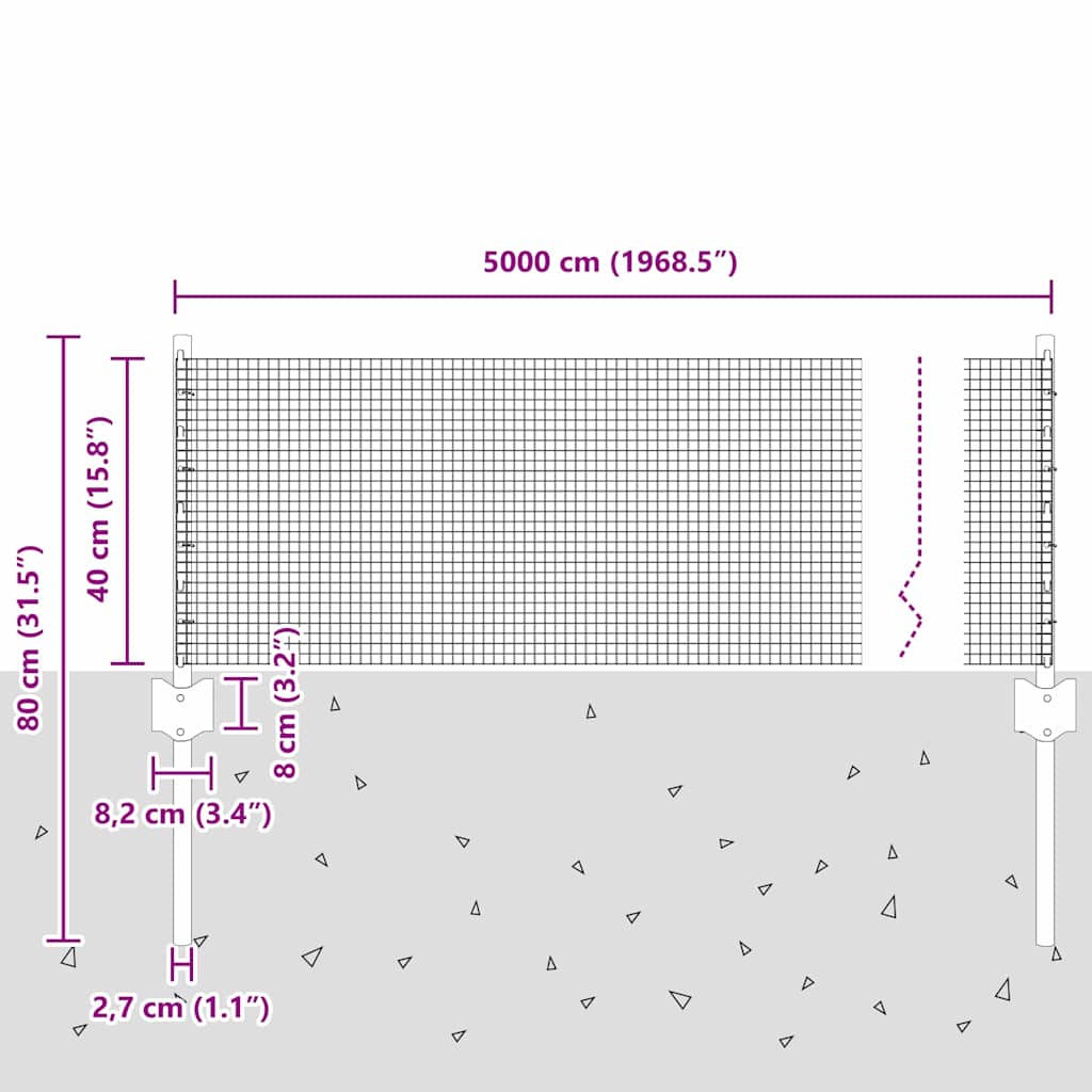 Hek met Paal Zilver 0,4 x 50 m Staal is nu te koop bij PeponiXL, paradijselijk wonen!