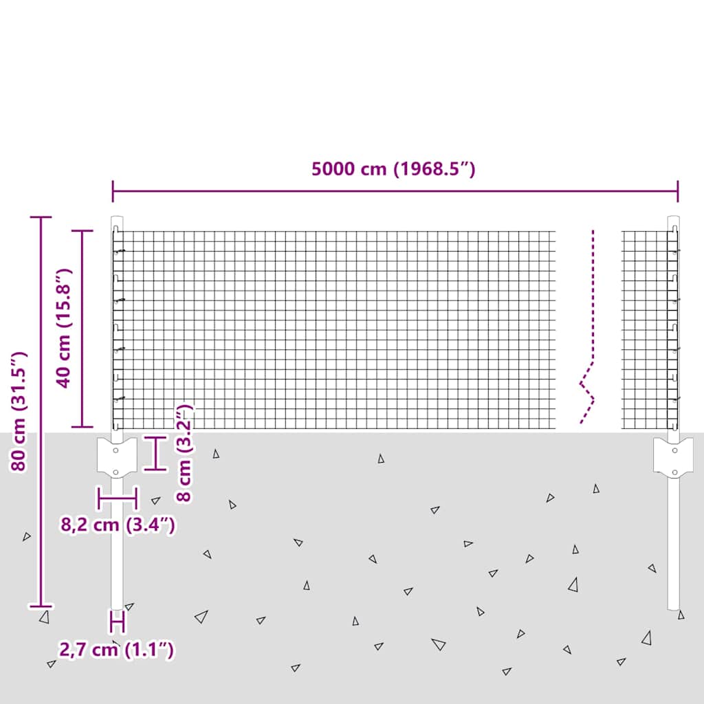 Hek met Paal Zilver 0,4 x 50 m Staal is nu te koop bij PeponiXL, paradijselijk wonen!