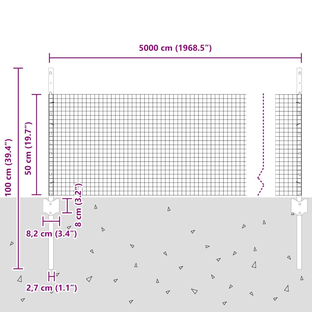 Hek met Paal Zilver 0,5 x 50 m Staal is nu te koop bij PeponiXL, paradijselijk wonen!