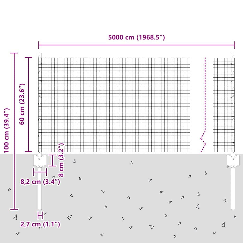 Hek met Paal Zilver 0,6 x 50 m Staal is nu te koop bij PeponiXL, paradijselijk wonen!