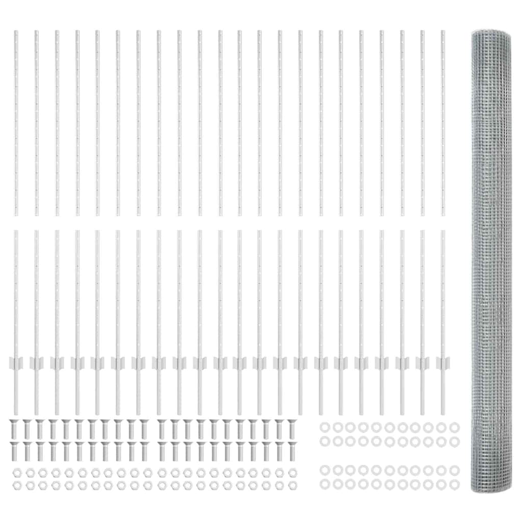 Hek met Paal Zilver 1,6 x 50 m Staal is nu te koop bij PeponiXL, paradijselijk wonen!