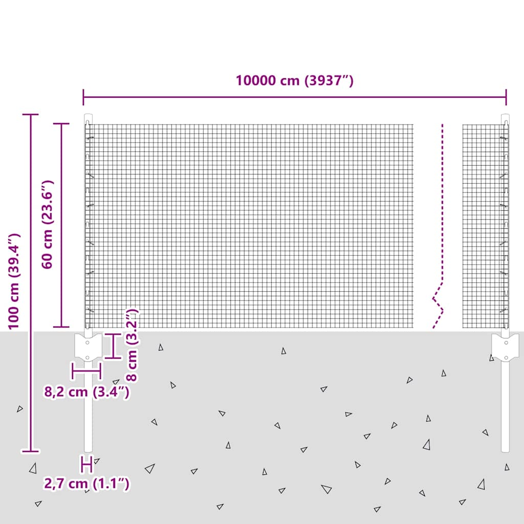 Hek met Paal Zilver 0,6 x 100 m Staal is nu te koop bij PeponiXL, paradijselijk wonen!