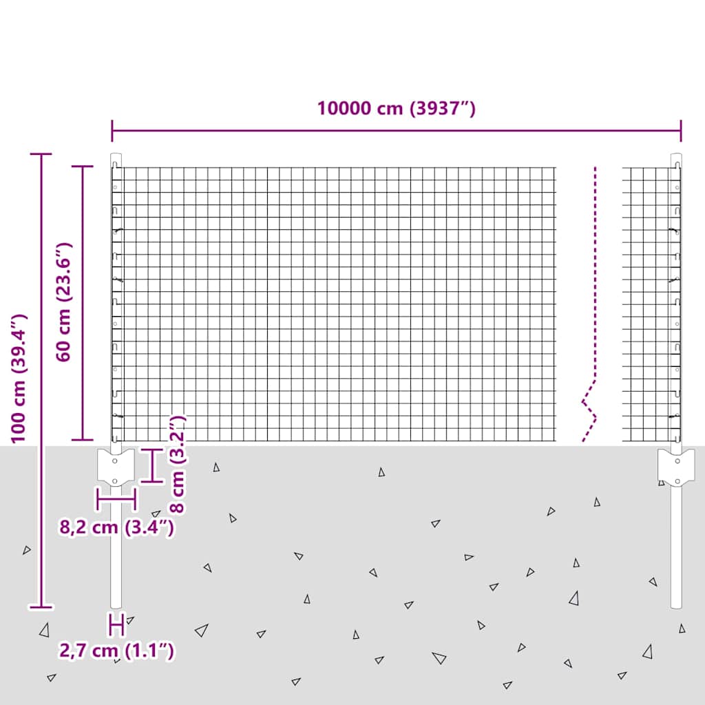 Hek met Paal Zilver 0,6 x 100 m Staal is nu te koop bij PeponiXL, paradijselijk wonen!
