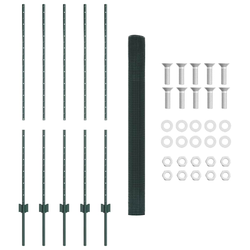 Hek met Paal Groen 1,4 x 10 m Staal en PVC is nu te koop bij PeponiXL, paradijselijk wonen!