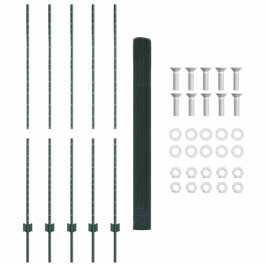 Hek met Paal Groen 1,6 x 10 m Staal en PVC is nu te koop bij PeponiXL, paradijselijk wonen!