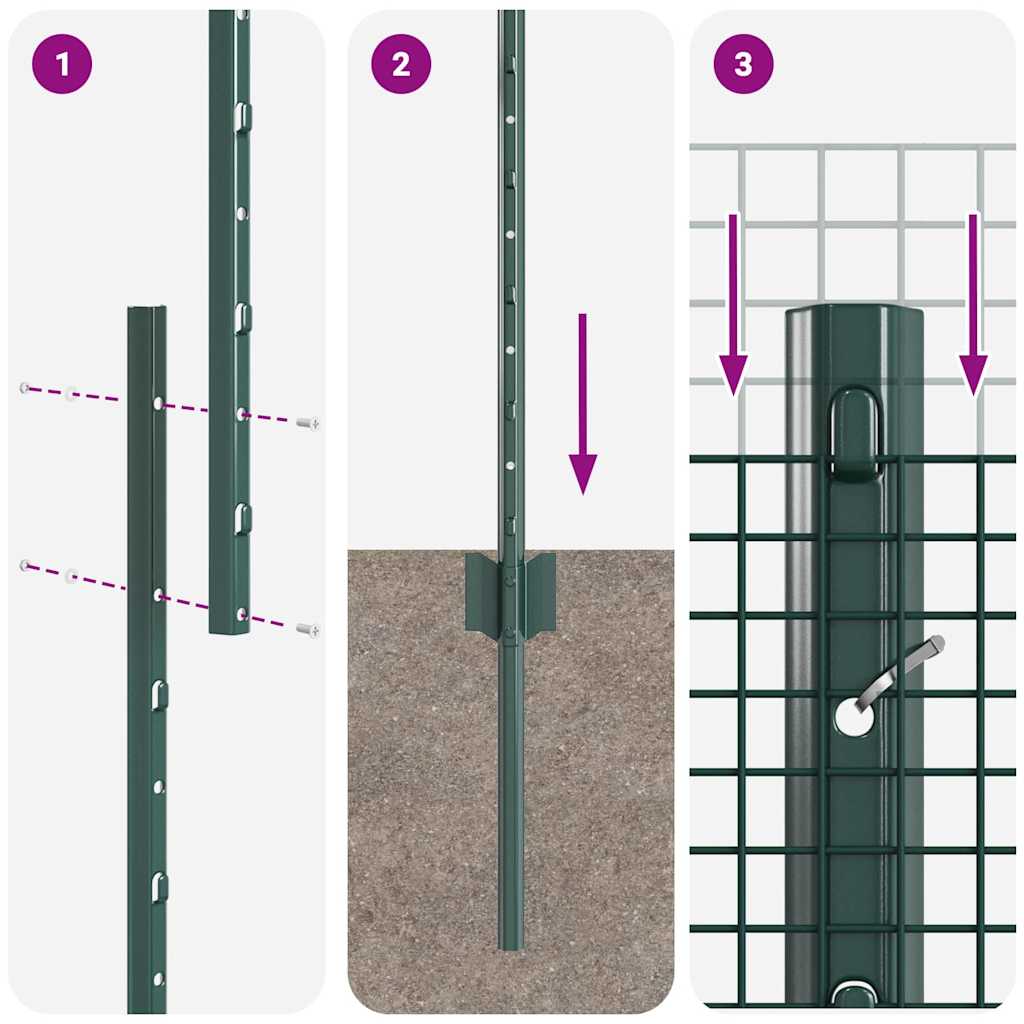 Hek met Paal Groen 1,6 x 10 m Staal en PVC is nu te koop bij PeponiXL, paradijselijk wonen!