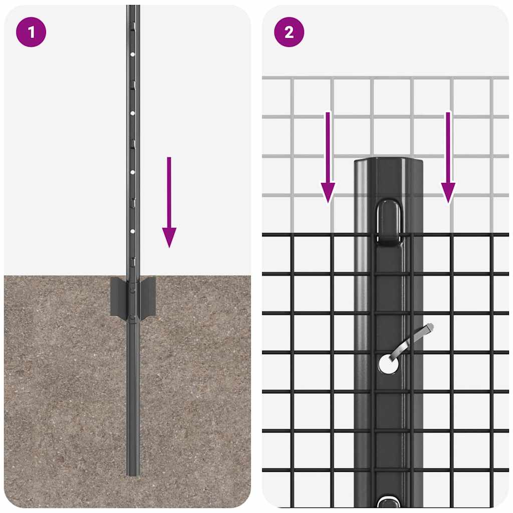 Hek met Paal Grijs 0,8 x 10 m Staal en PVC is nu te koop bij PeponiXL, paradijselijk wonen!