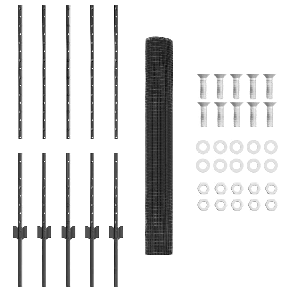 Hek met Paal Grijs 1 x 10 m Staal is nu te koop bij PeponiXL, paradijselijk wonen!
