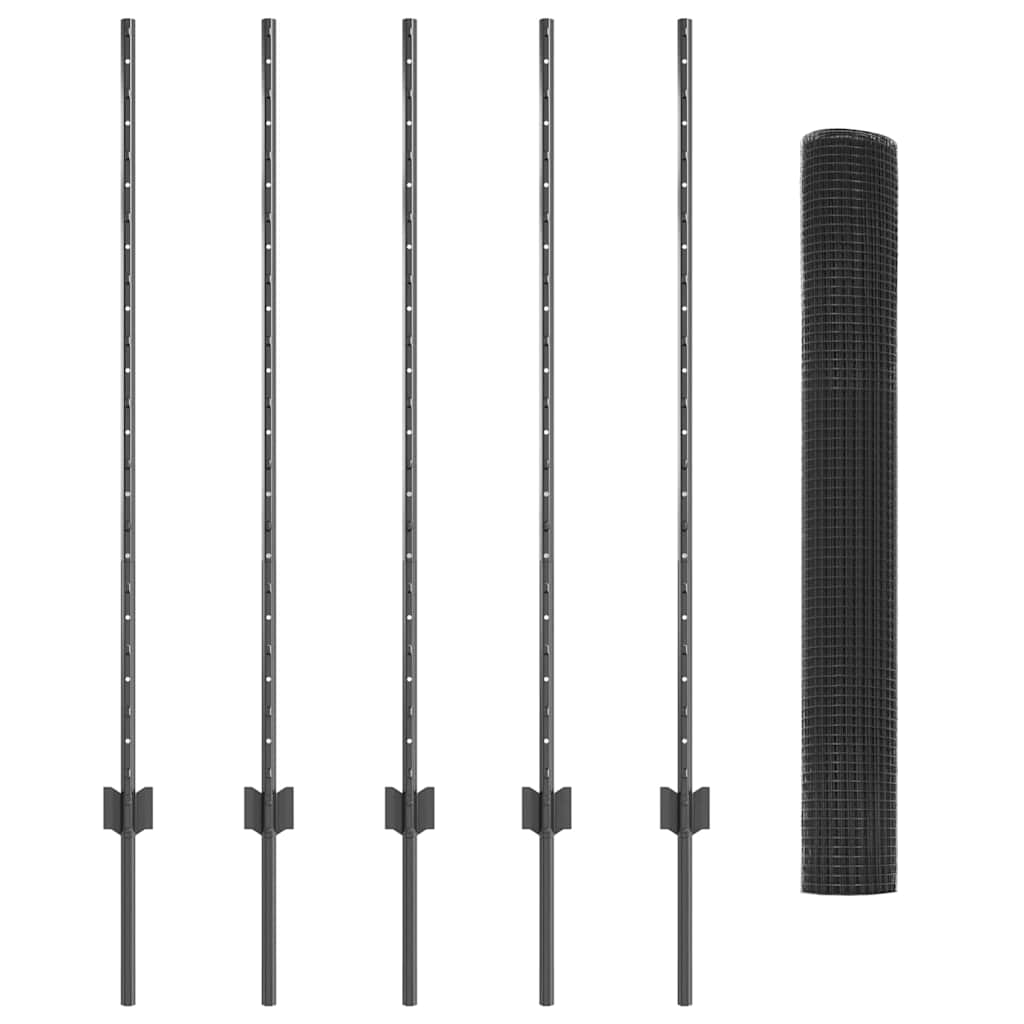 Hek met Paal Grijs 1,2 x 10 m Staal en PVC is nu te koop bij PeponiXL, paradijselijk wonen!