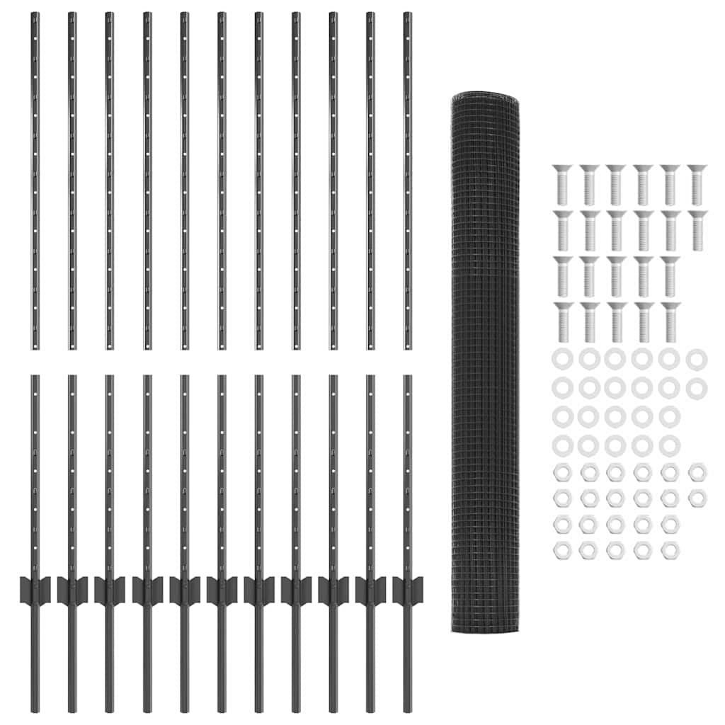 Hek met Paal Grijs 1,2 x 25 m Staal en PVC is nu te koop bij PeponiXL, paradijselijk wonen!