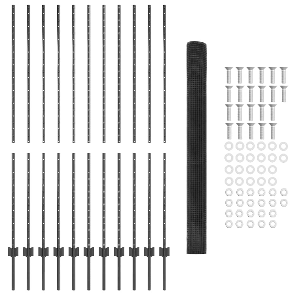 Hek met Paal Grijs 1,5 x 25 m Staal is nu te koop bij PeponiXL, paradijselijk wonen!