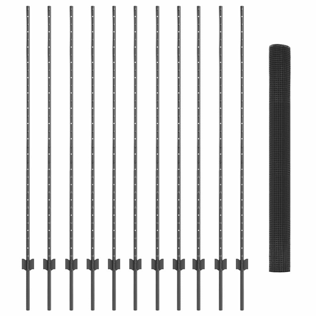 Hek met Paal Grijs 1,6 x 25 m Staal en PVC is nu te koop bij PeponiXL, paradijselijk wonen!