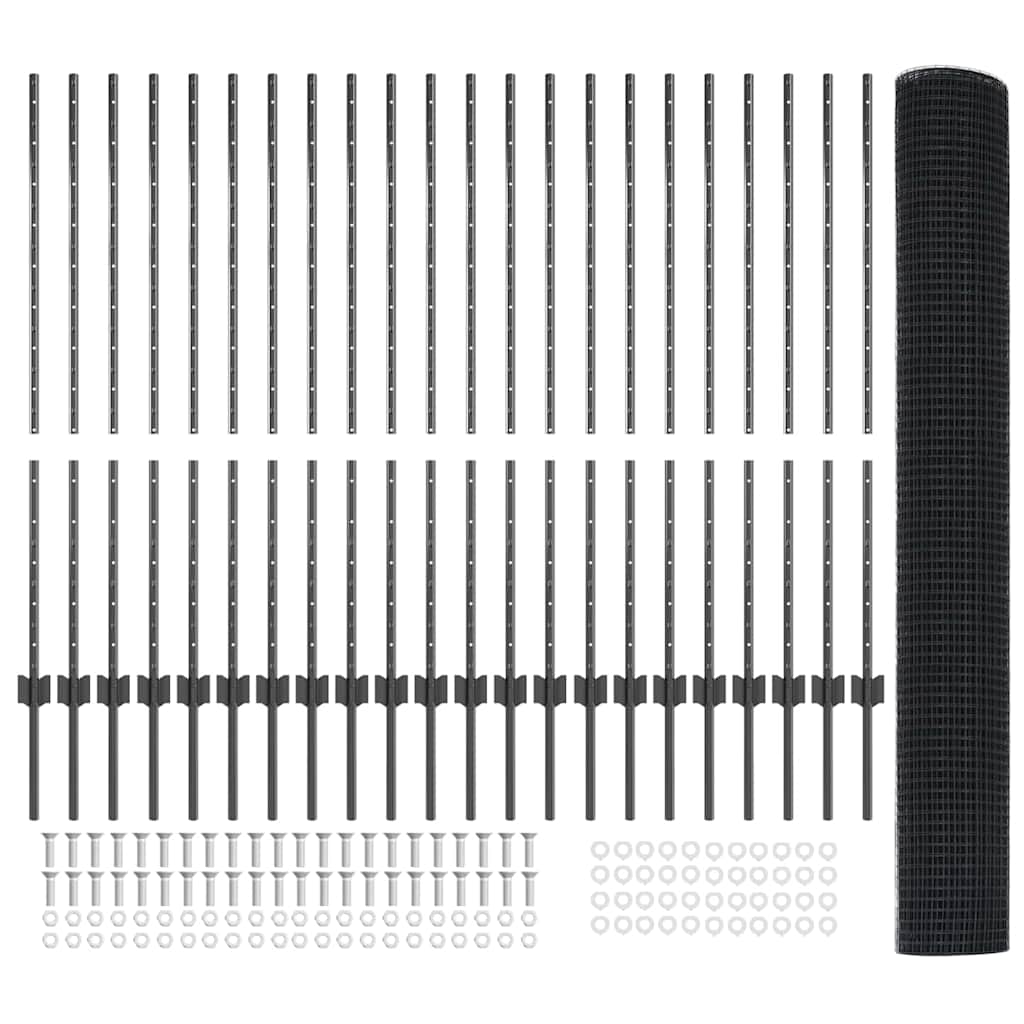 Hek met Paal Grijs 1,2 x 50 m Staal en PVC is nu te koop bij PeponiXL, paradijselijk wonen!