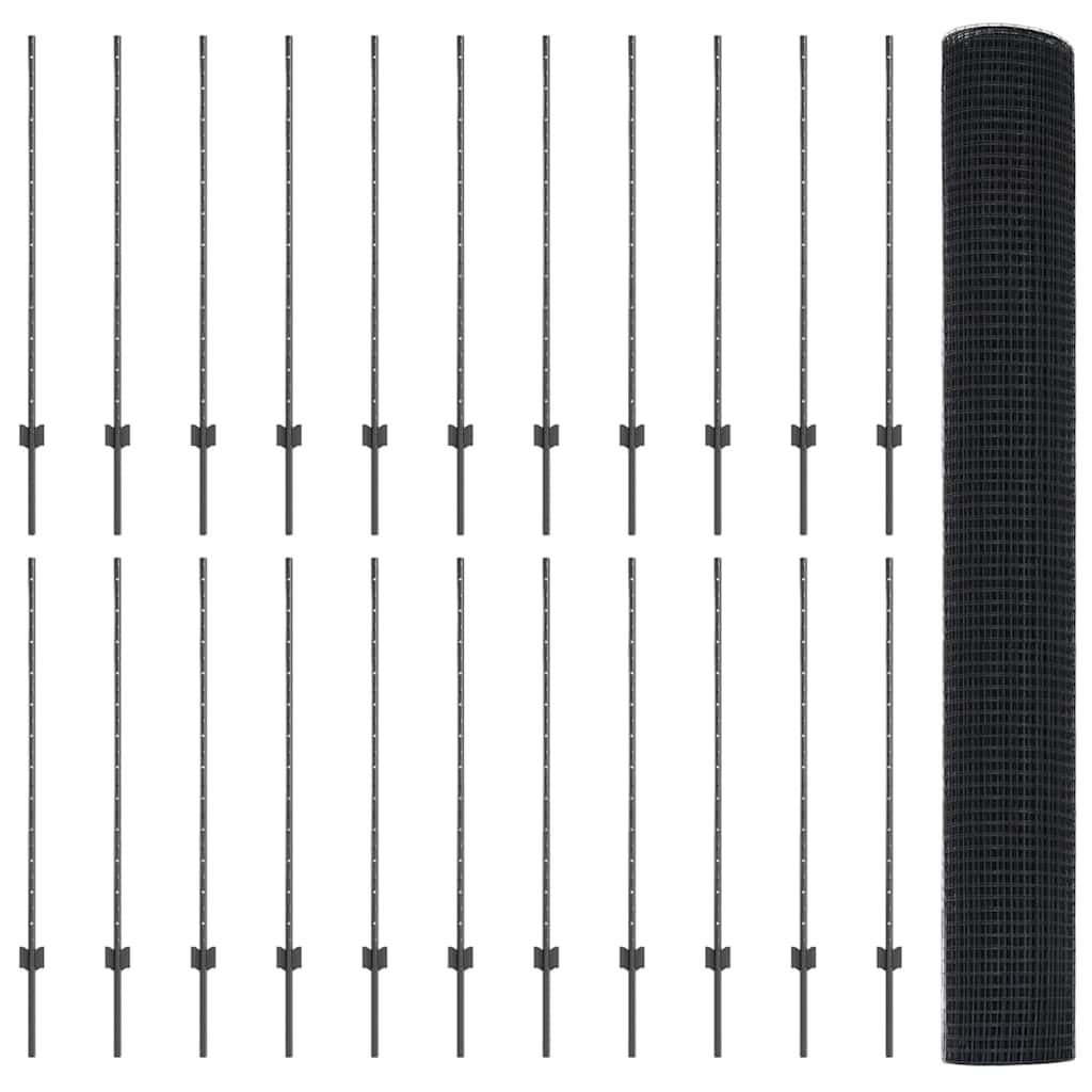 Hek met Paal Grijs 1,2 x 50 m Staal en PVC is nu te koop bij PeponiXL, paradijselijk wonen!