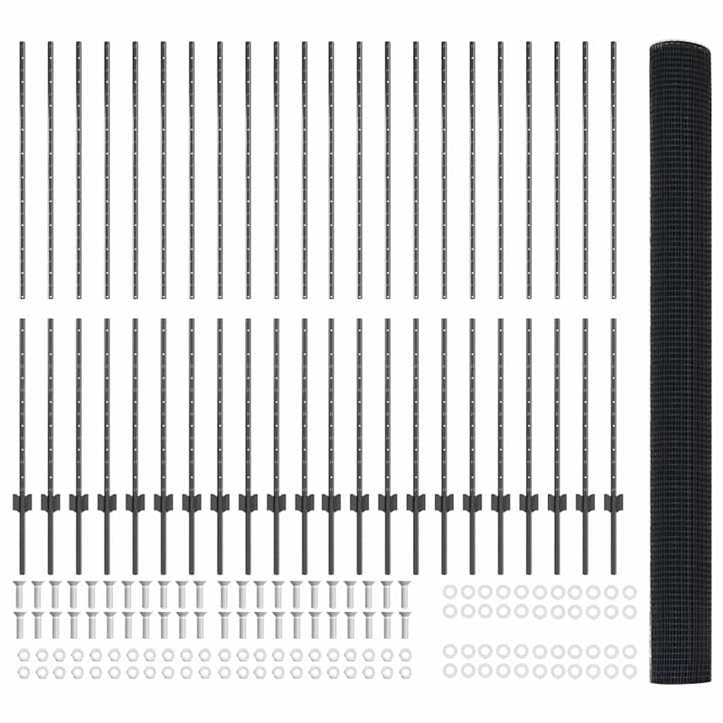 Hek met Paal Grijs 1,5 x 50 m Staal en PVC is nu te koop bij PeponiXL, paradijselijk wonen!