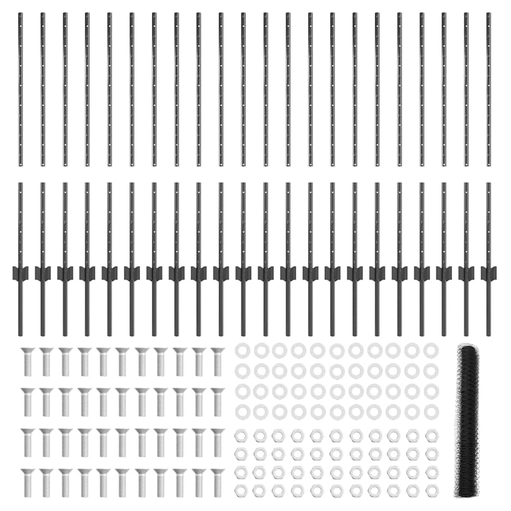Hek met Paal Grijs 1 x 50 m Staal en PVC is nu te koop bij PeponiXL, paradijselijk wonen!