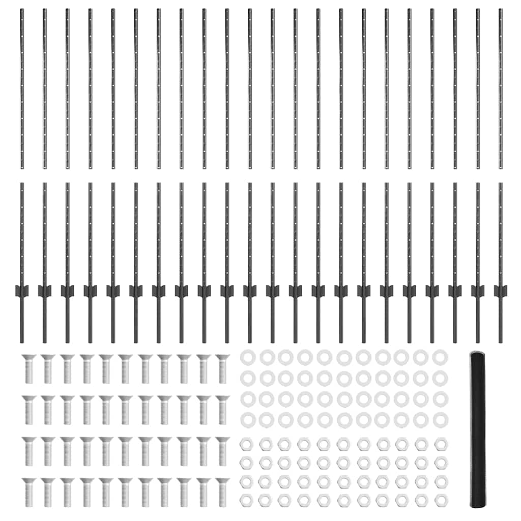 Hek met Paal Grijs 1,4 x 50 m Staal en PVC is nu te koop bij PeponiXL, paradijselijk wonen!