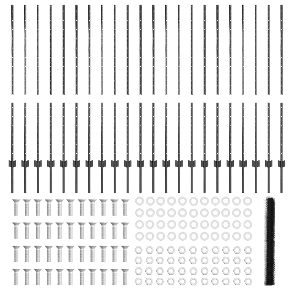 Hek met Paal Grijs 1,4 x 50 m Staal en PVC is nu te koop bij PeponiXL, paradijselijk wonen!