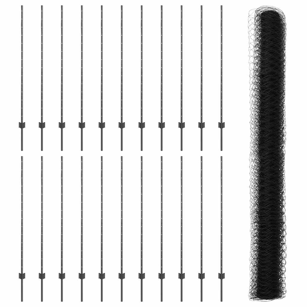 Hek met Paal Grijs 1,4 x 50 m Staal en PVC is nu te koop bij PeponiXL, paradijselijk wonen!