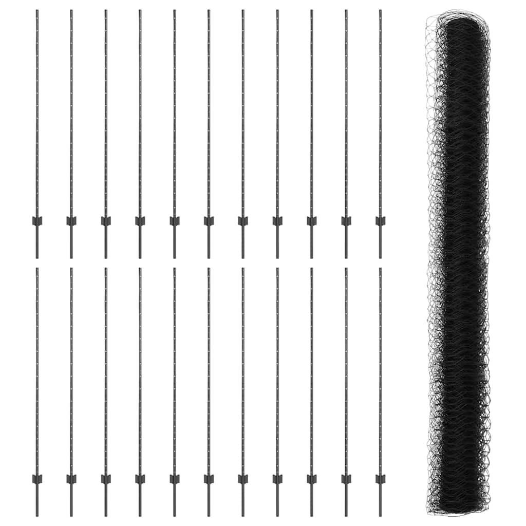 Hek met Paal Grijs 1,5 x 50 m Staal en PVC is nu te koop bij PeponiXL, paradijselijk wonen!