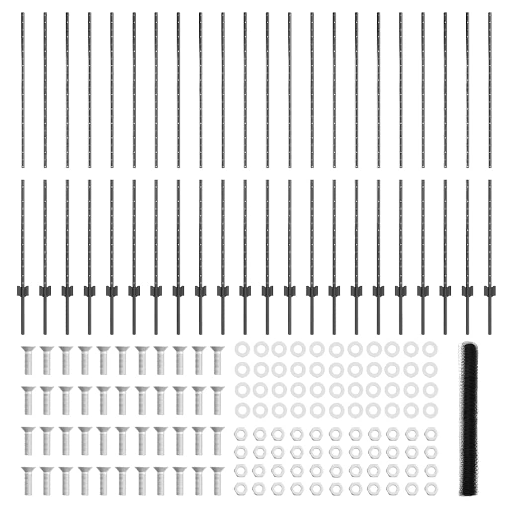 Hek met Paal Grijs 1,5 x 50 m Staal en PVC is nu te koop bij PeponiXL, paradijselijk wonen!