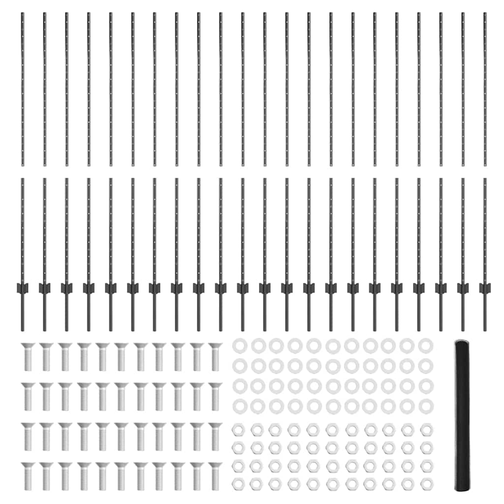 Hek met Paal Grijs 1,6 x 50 m Staal en PVC is nu te koop bij PeponiXL, paradijselijk wonen!