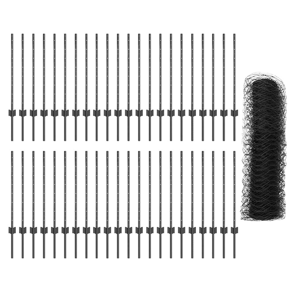 Hek met Paal Grijs 0,8 x 100 m Staal en PVC is nu te koop bij PeponiXL, paradijselijk wonen!