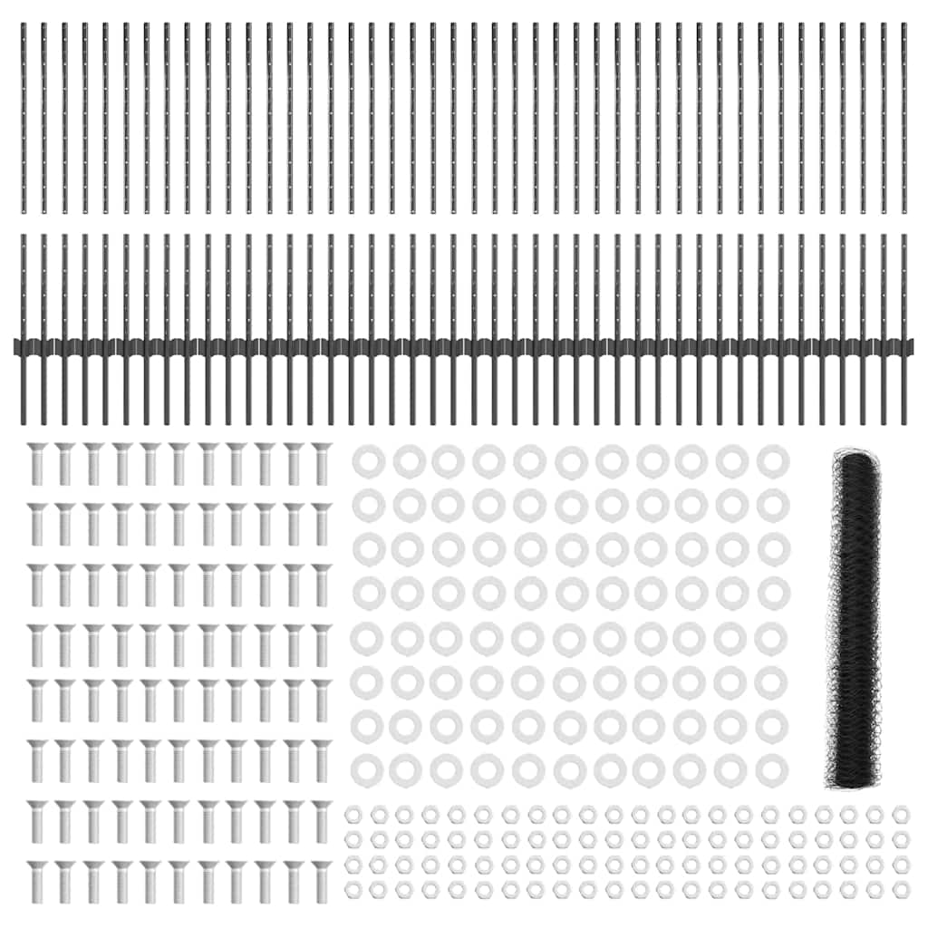Hek met Paal Grijs 1 x 100 m Staal en PVC is nu te koop bij PeponiXL, paradijselijk wonen!