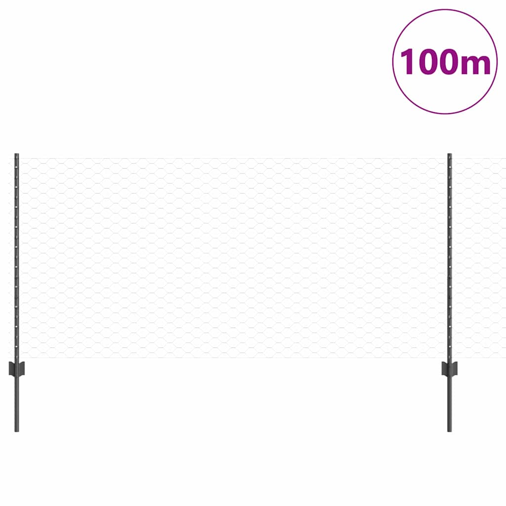 Hek met Paal Grijs 1 x 100 m Staal en PVC is nu te koop bij PeponiXL, paradijselijk wonen!