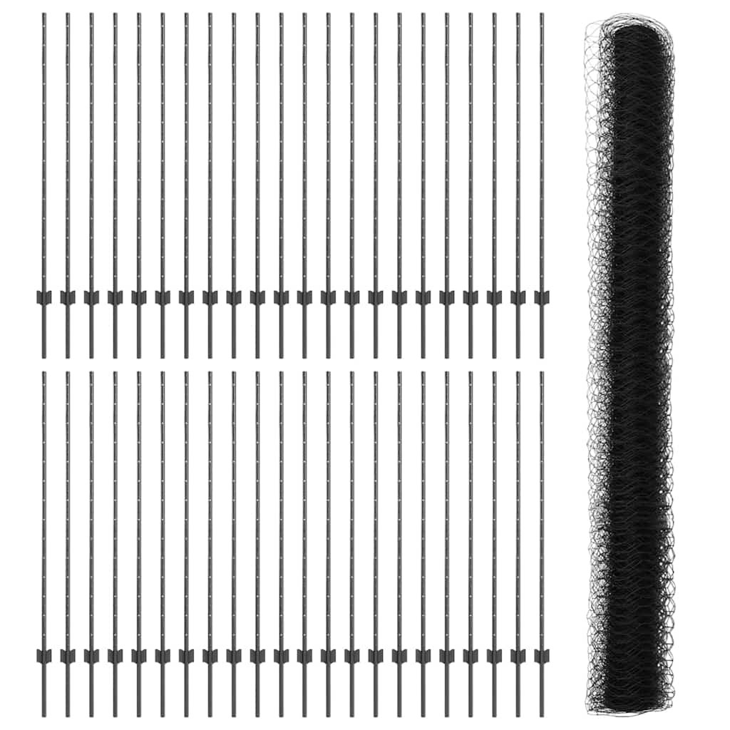 Hek met Paal Grijs 1,4 x 100 m Staal en PVC is nu te koop bij PeponiXL, paradijselijk wonen!