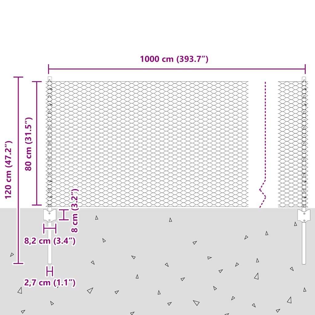 Hek met Paal Zilver 0,8 x 10 m Staal is nu te koop bij PeponiXL, paradijselijk wonen!