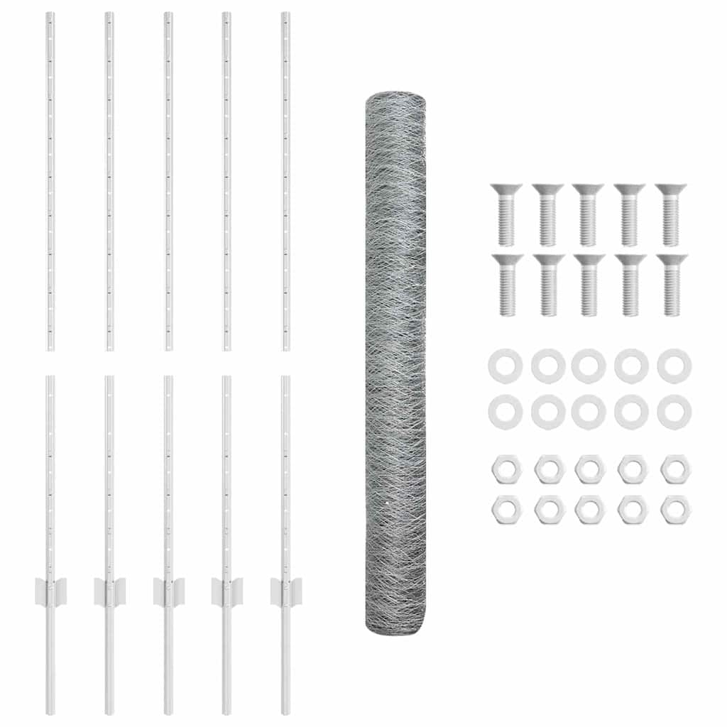 Hek met Paal Zilver 1,2 x 10 m Staal is nu te koop bij PeponiXL, paradijselijk wonen!