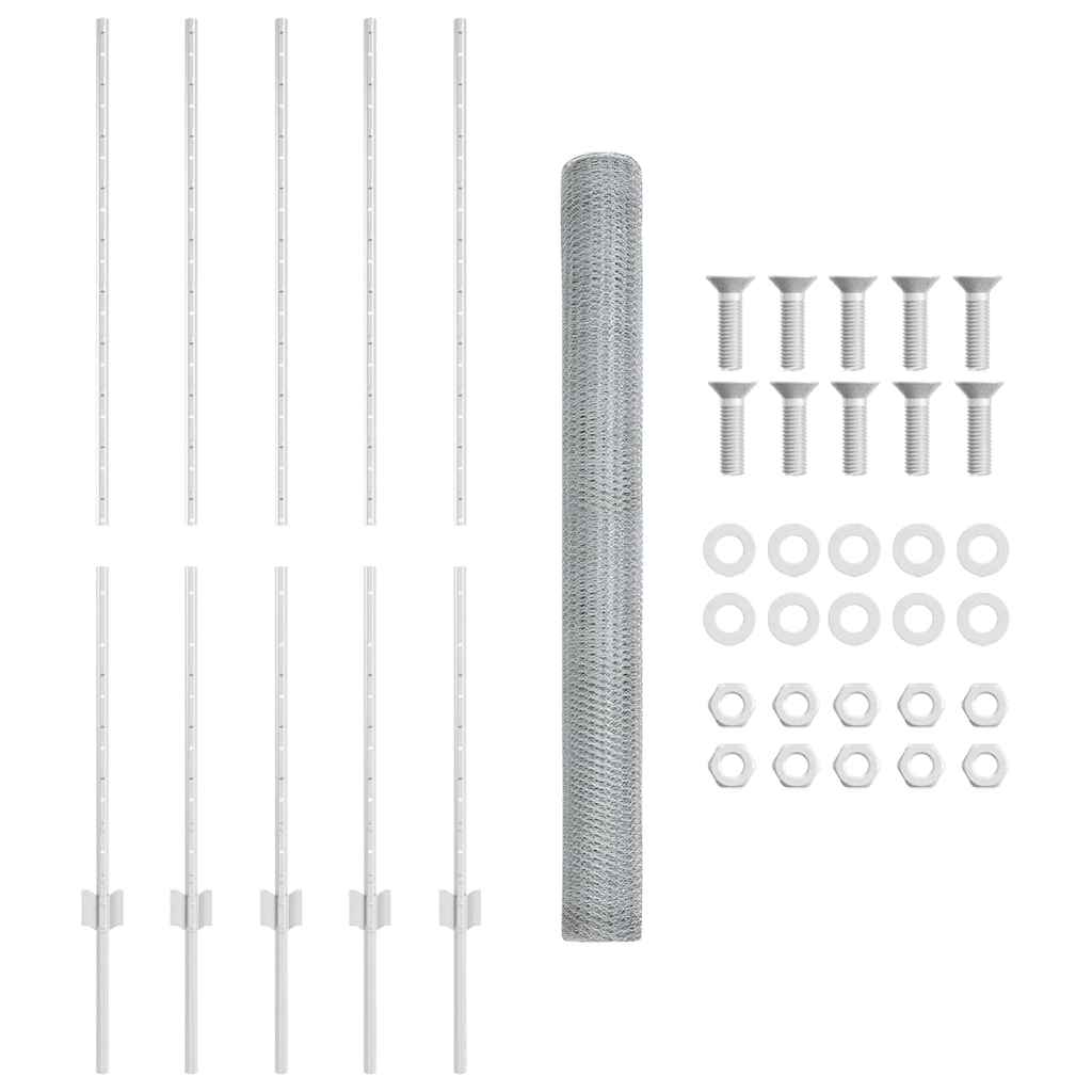 Hek met Paal Zilver 1,4 x 10 m Staal is nu te koop bij PeponiXL, paradijselijk wonen!