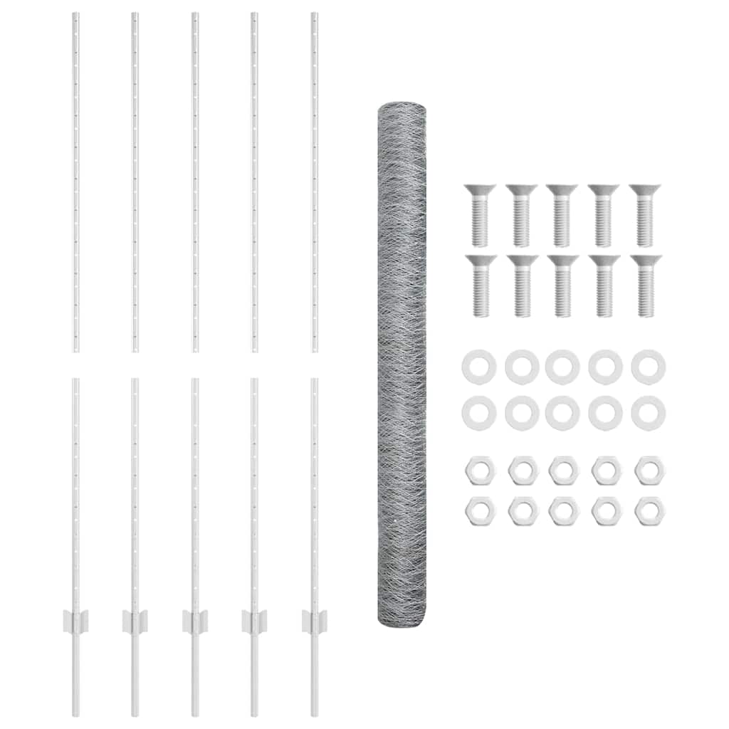 Hek met Paal Zilver 1,5 x 10 m Staal is nu te koop bij PeponiXL, paradijselijk wonen!