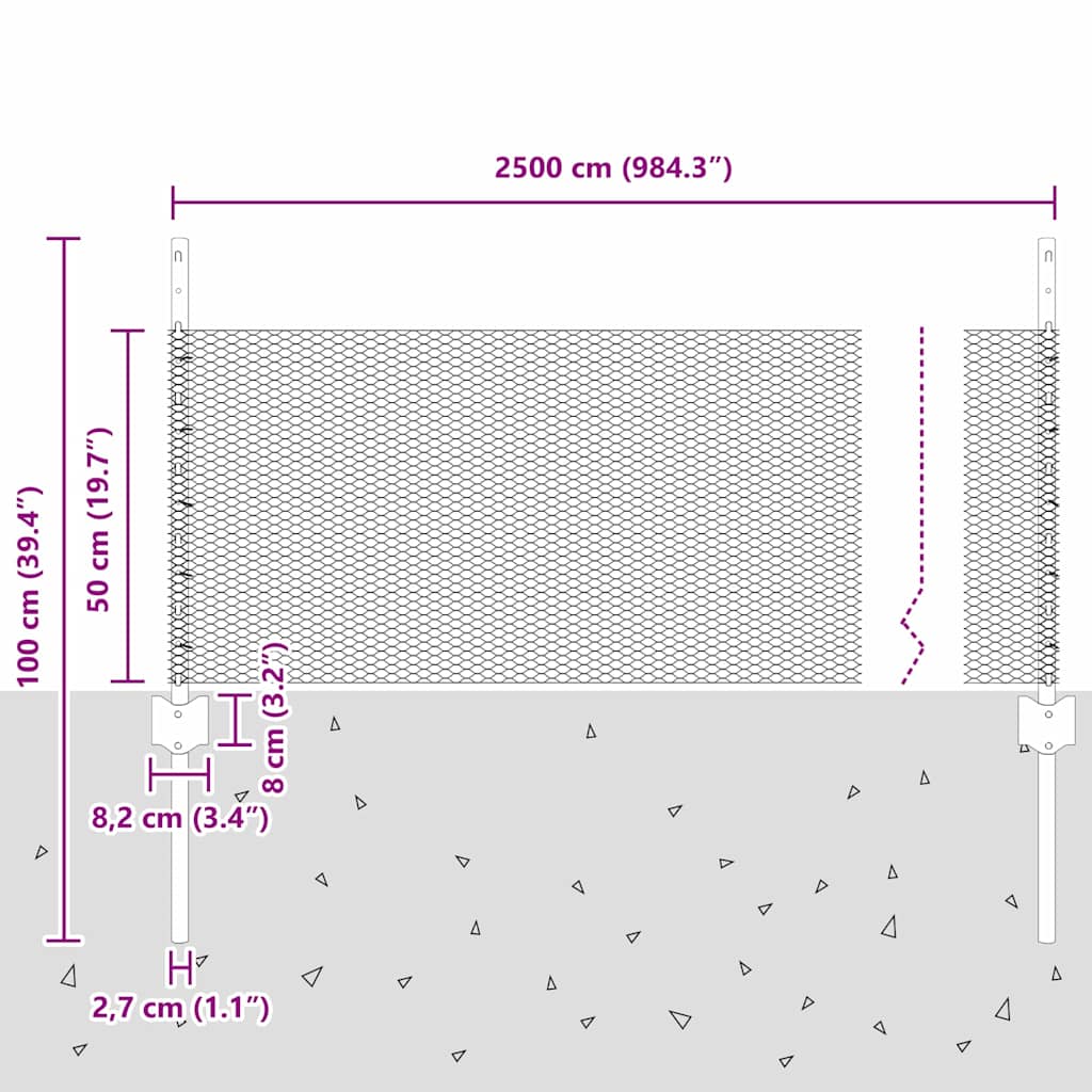 Hek met Paal Zilver 0,5 x 25 m Staal is nu te koop bij PeponiXL, paradijselijk wonen!