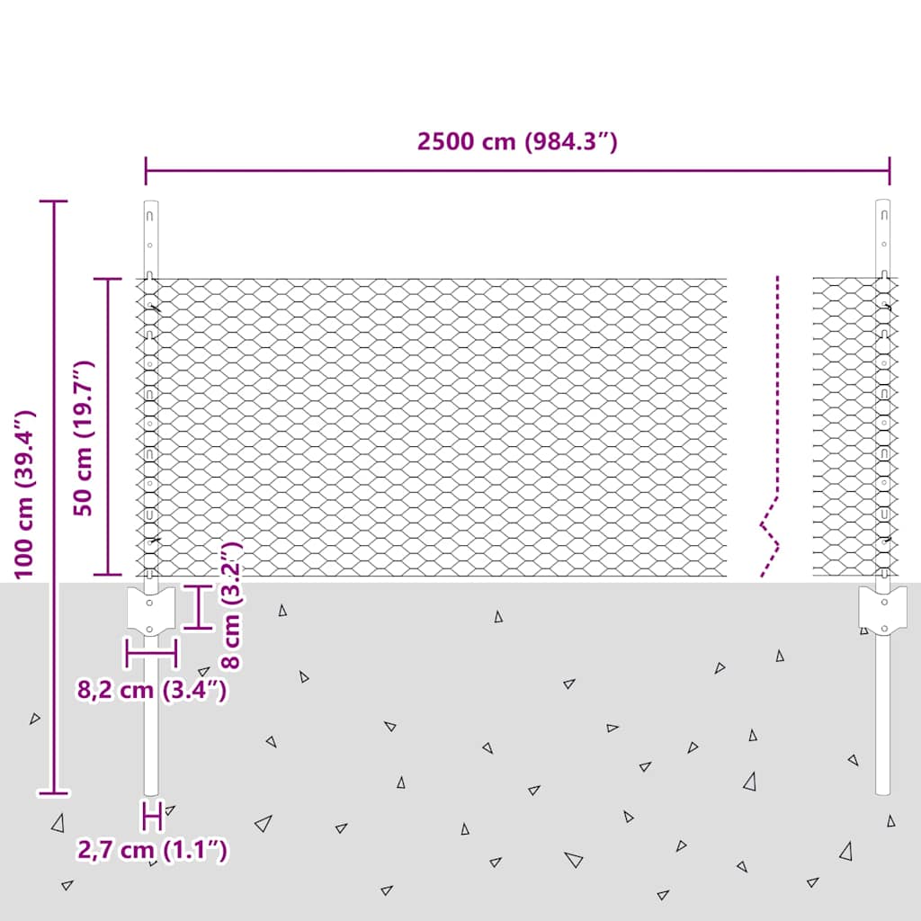 Hek met Paal Zilver 0,5 x 25 m Staal is nu te koop bij PeponiXL, paradijselijk wonen!