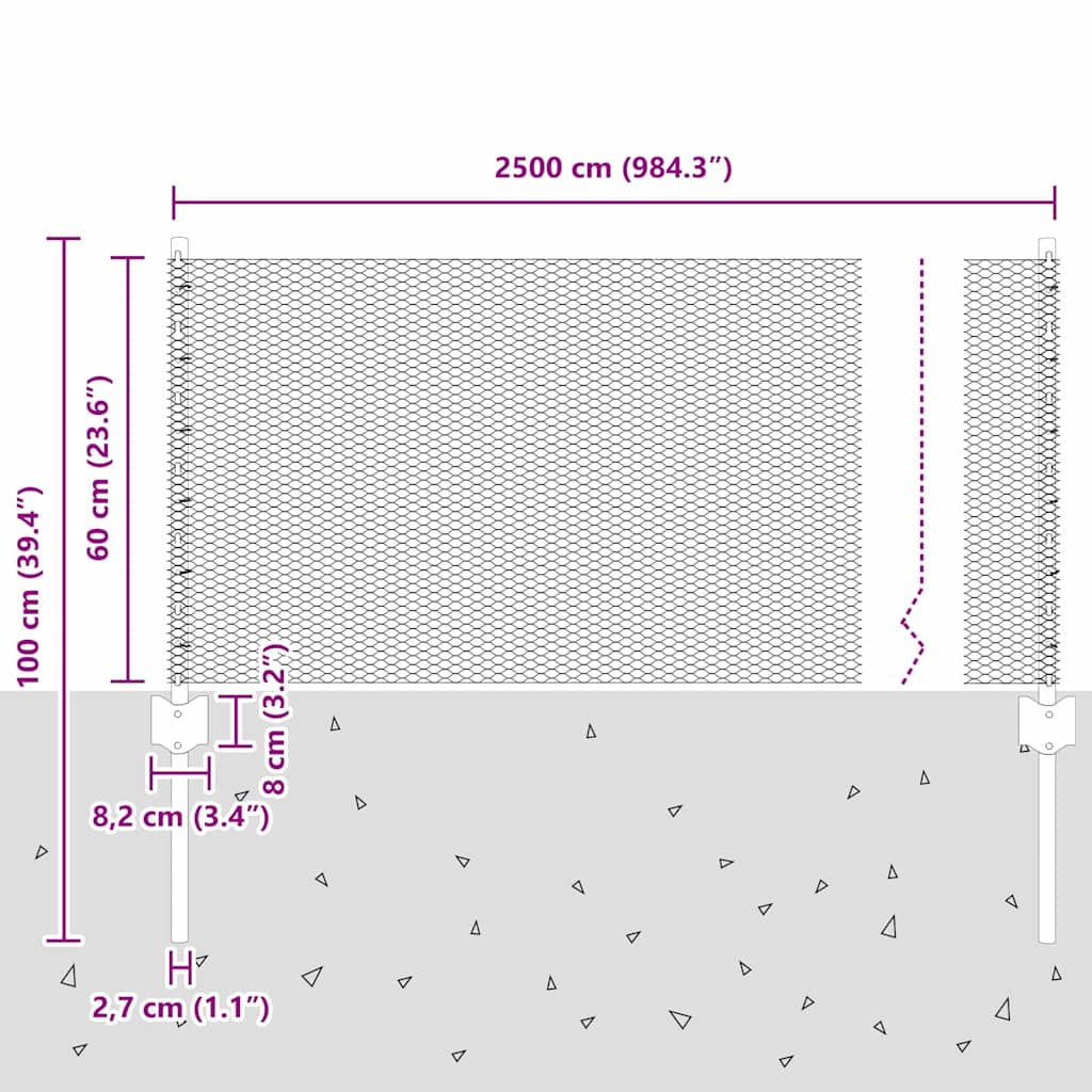 Hek met Paal Zilver 0,6 x 25 m Staal is nu te koop bij PeponiXL, paradijselijk wonen!