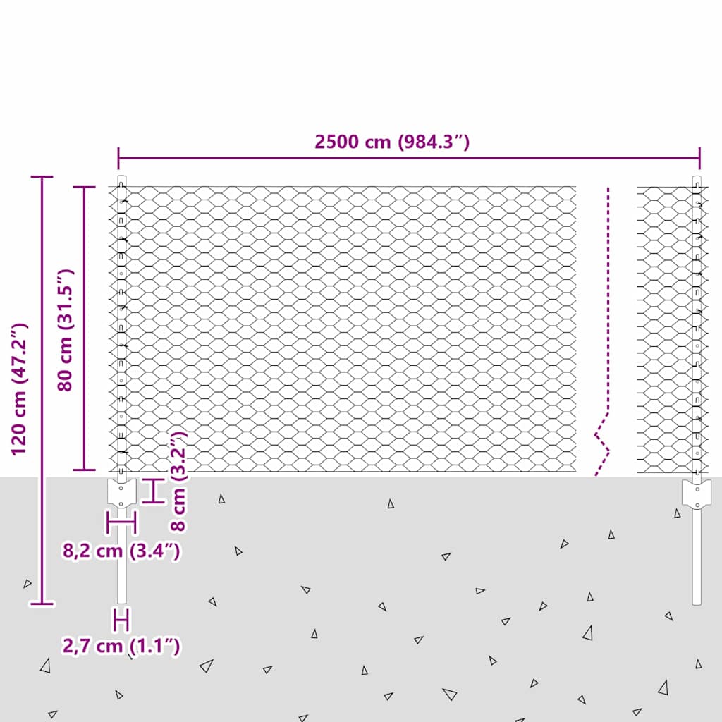 Hek met Paal Zilver 0,8 x 25 m Staal is nu te koop bij PeponiXL, paradijselijk wonen!