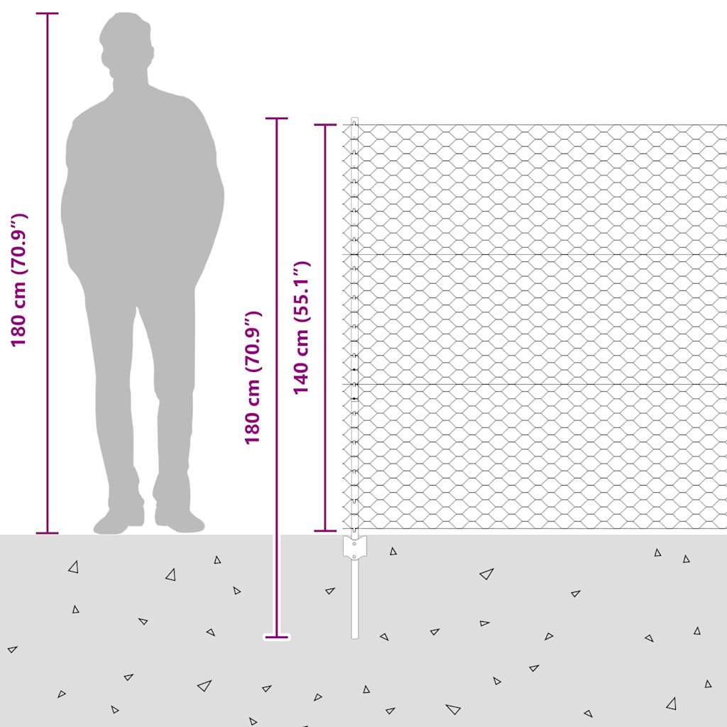 Hek met Paal Zilver 1,4 x 25 m Staal is nu te koop bij PeponiXL, paradijselijk wonen!