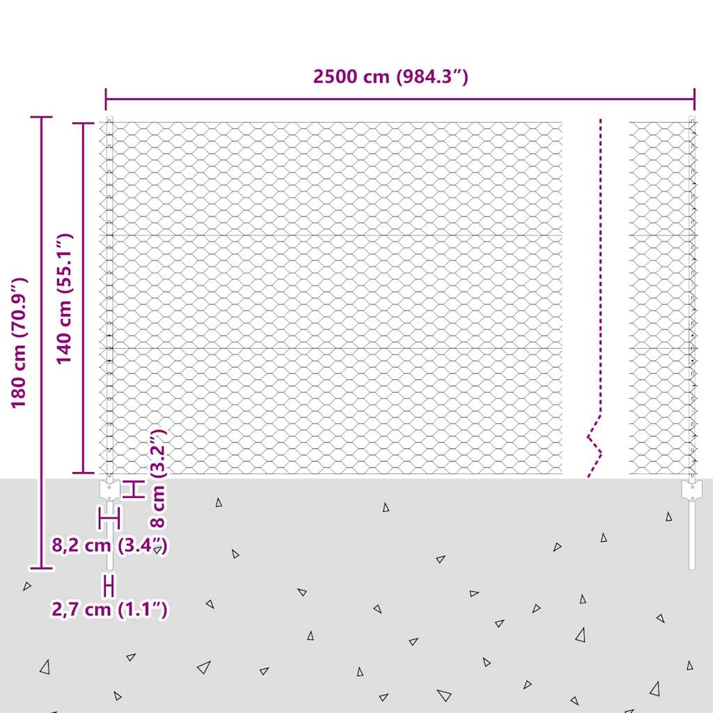 Hek met Paal Zilver 1,4 x 25 m Staal is nu te koop bij PeponiXL, paradijselijk wonen!