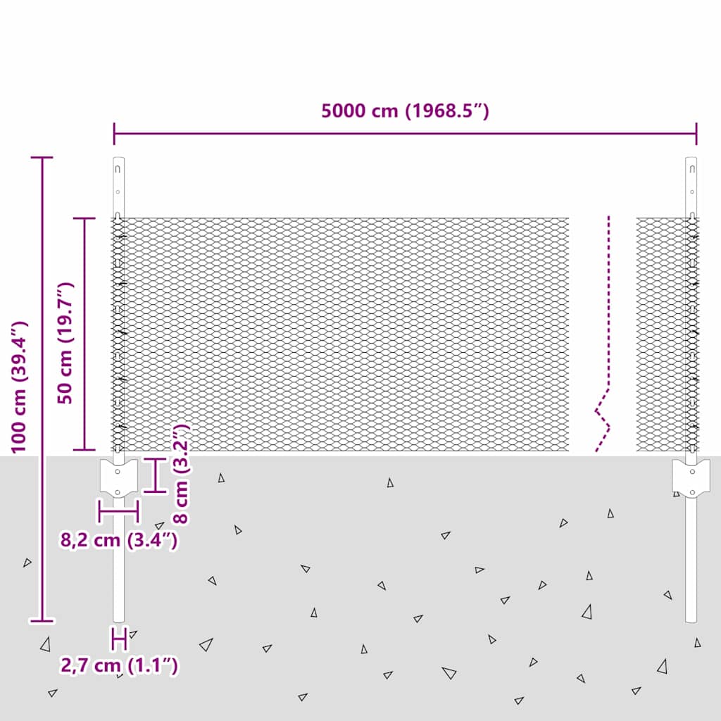 Hek met Paal Zilver 0,5 x 50 m Staal is nu te koop bij PeponiXL, paradijselijk wonen!