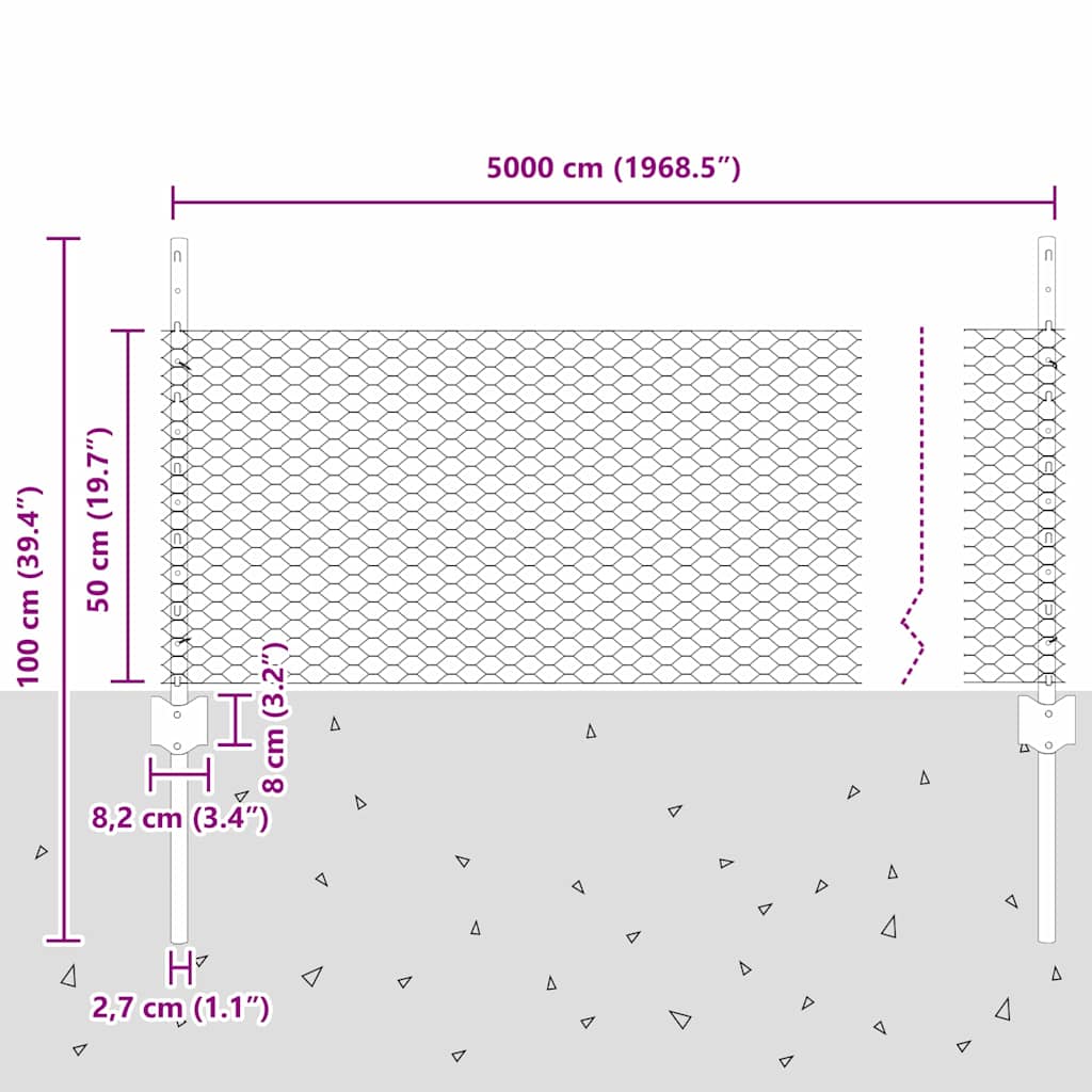 Hek met Paal Zilver 0,5 x 50 m Staal is nu te koop bij PeponiXL, paradijselijk wonen!