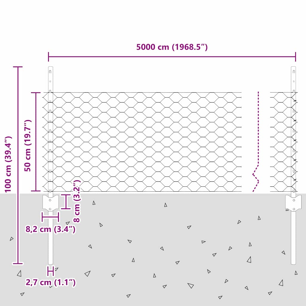 Hek met Paal Zilver 0,5 x 50 m Staal is nu te koop bij PeponiXL, paradijselijk wonen!