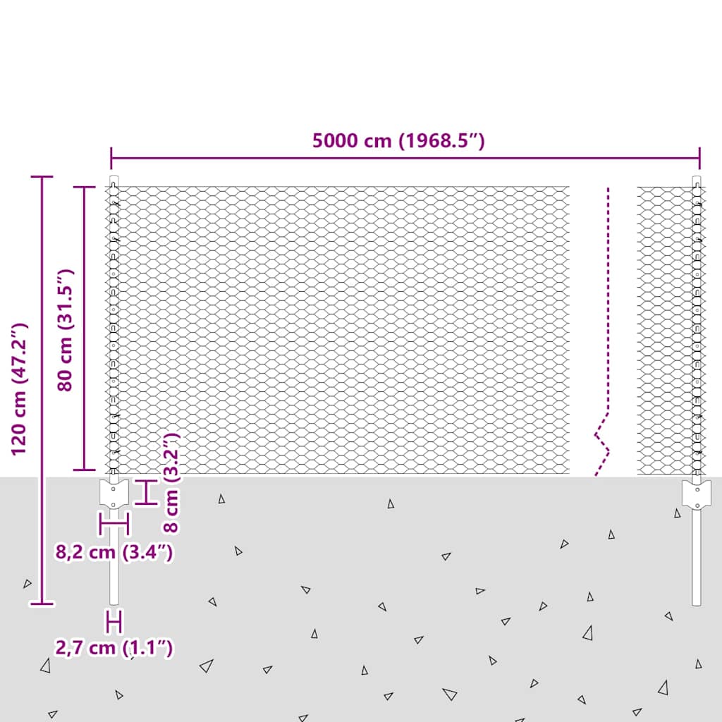 Hek met Paal Zilver 0,8 x 50 m Staal is nu te koop bij PeponiXL, paradijselijk wonen!