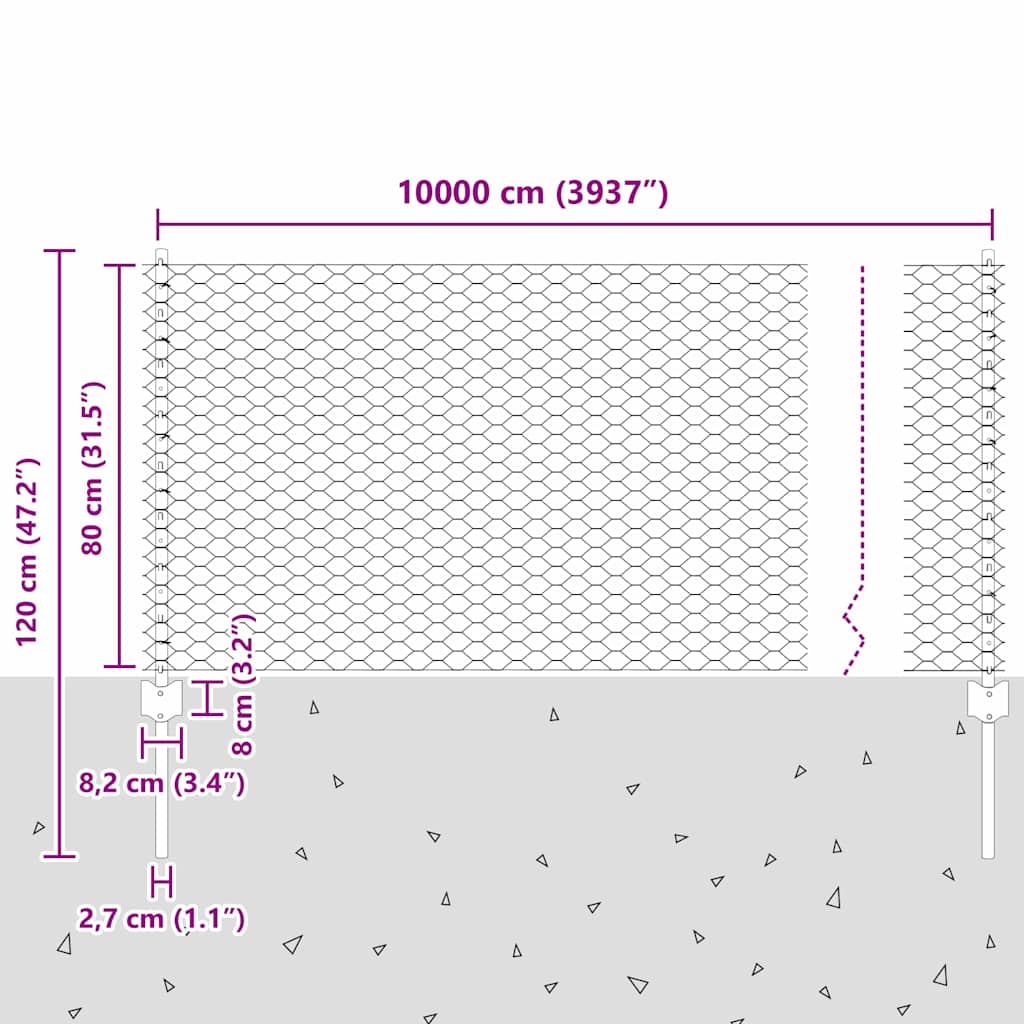 Hek met Paal Zilver 0,8 x 100 m Staal is nu te koop bij PeponiXL, paradijselijk wonen!