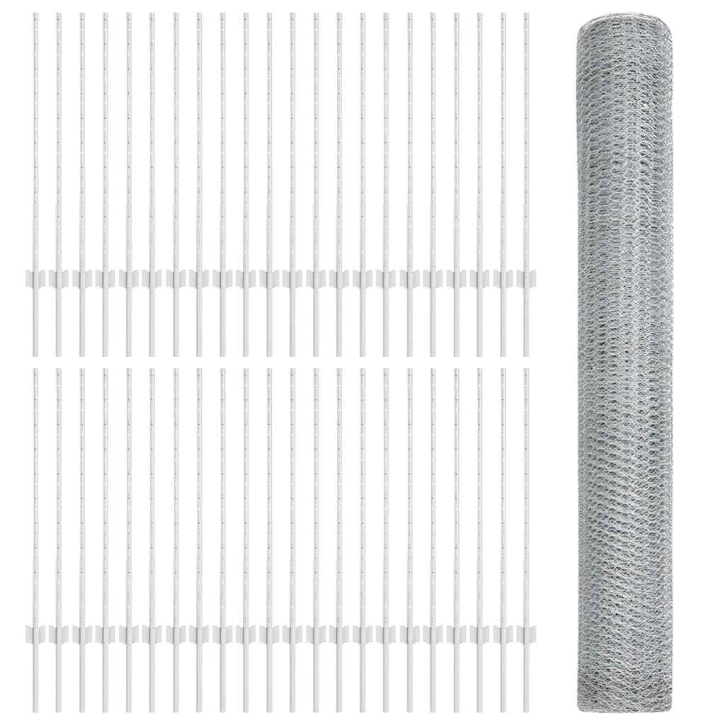 Hek met Paal Zilver 1 x 100 m Staal is nu te koop bij PeponiXL, paradijselijk wonen!