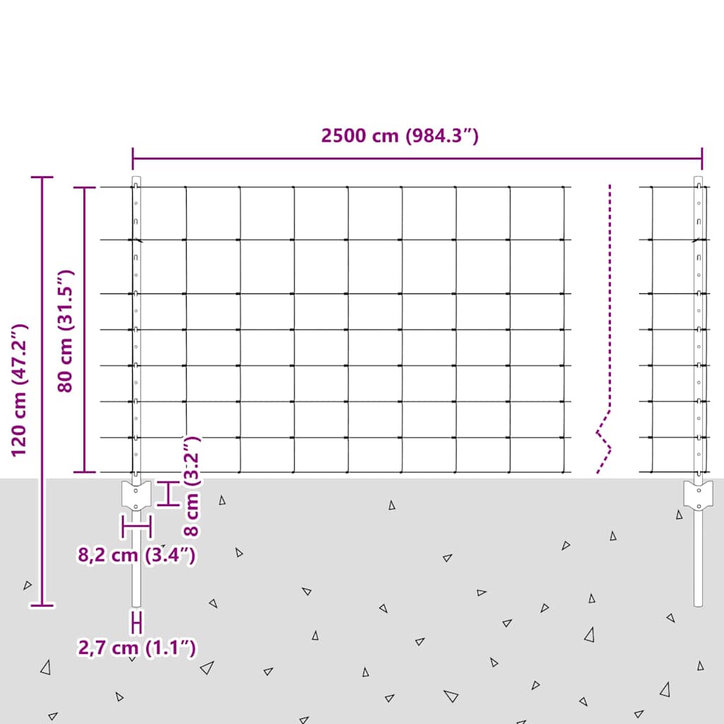 Hek met Paal Zilver 0,8 x 25 m Staal is nu te koop bij PeponiXL, paradijselijk wonen!